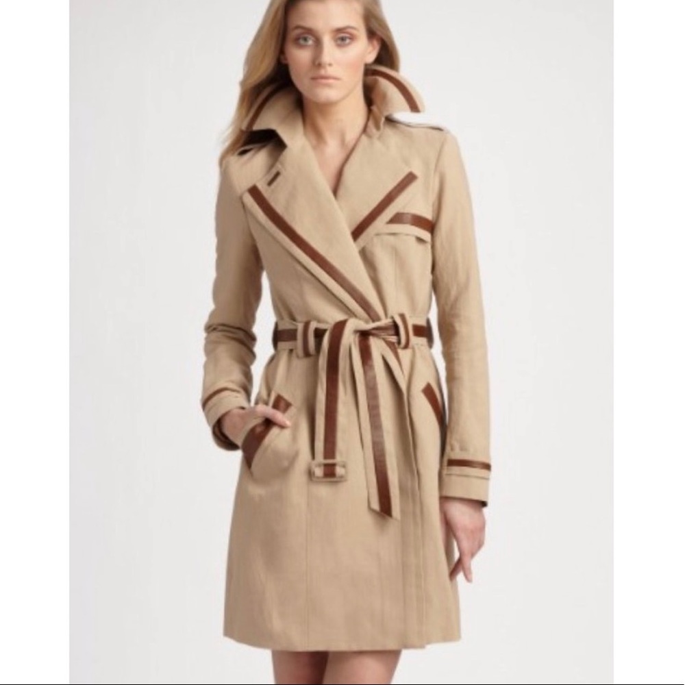 Martin Grant Beige Trenchcoat with Leather Trim